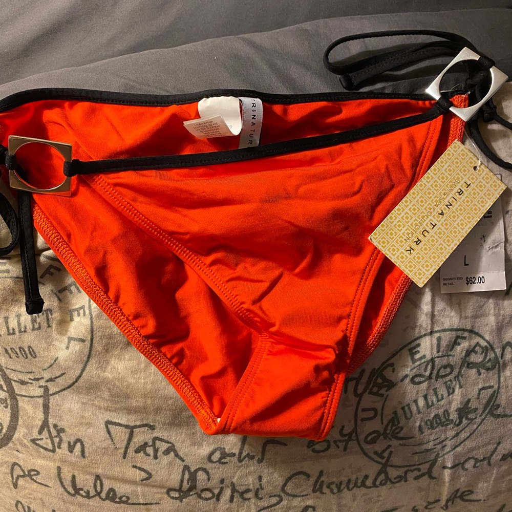 NWT Trina Turk coral swim bottoms sz L
